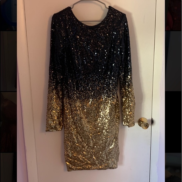 Fashion Nova Dresses & Skirts - Ombré Black and Gold Sequin Dress!